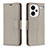 Coque Portefeuille Livre Cuir Etui Clapet B06F pour Xiaomi Redmi Note 13 Pro+ Plus 5G Gris