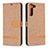 Coque Portefeuille Livre Cuir Etui Clapet B11F pour Samsung Galaxy S21 5G Or