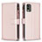 Coque Portefeuille Livre Cuir Etui Clapet B16F pour Nokia C210 Or Rose