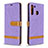 Coque Portefeuille Livre Cuir Etui Clapet B16F pour Samsung Galaxy A21 Violet Clair