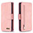 Coque Portefeuille Livre Cuir Etui Clapet B18F pour Samsung Galaxy M80S Or Rose