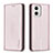 Coque Portefeuille Livre Cuir Etui Clapet B23F pour Motorola Moto G73 5G Or Rose