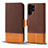 Coque Portefeuille Livre Cuir Etui Clapet BF18 pour Samsung Galaxy S24 Ultra 5G Marron