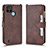 Coque Portefeuille Livre Cuir Etui Clapet BY2 pour Realme C25Y India Marron