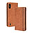 Coque Portefeuille Livre Cuir Etui Clapet BY4 pour Wiko Y81 Marron