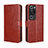 Coque Portefeuille Livre Cuir Etui Clapet BY5 pour Huawei P60 Marron