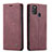 Coque Portefeuille Livre Cuir Etui Clapet C01S pour Samsung Galaxy M21 Vin Rouge