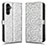 Coque Portefeuille Livre Cuir Etui Clapet C01X pour Samsung Galaxy A14 4G Argent