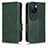 Coque Portefeuille Livre Cuir Etui Clapet C02X pour Huawei P60 Art Vert