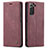 Coque Portefeuille Livre Cuir Etui Clapet C03S pour Samsung Galaxy S21 FE 5G Vin Rouge