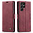 Coque Portefeuille Livre Cuir Etui Clapet C03S pour Samsung Galaxy S22 Ultra 5G Vin Rouge