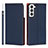 Coque Portefeuille Livre Cuir Etui Clapet D01T pour Samsung Galaxy S21 5G Bleu