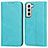 Coque Portefeuille Livre Cuir Etui Clapet D03T pour Samsung Galaxy S21 5G Bleu Ciel