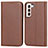 Coque Portefeuille Livre Cuir Etui Clapet D03T pour Samsung Galaxy S21 5G Marron