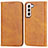 Coque Portefeuille Livre Cuir Etui Clapet D03T pour Samsung Galaxy S21 Plus 5G Brun Clair