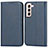 Coque Portefeuille Livre Cuir Etui Clapet D03T pour Samsung Galaxy S22 5G Bleu