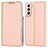 Coque Portefeuille Livre Cuir Etui Clapet D05T pour Samsung Galaxy S22 Plus 5G Or Rose
