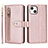 Coque Portefeuille Livre Cuir Etui Clapet D06T pour Apple iPhone 13 Or Rose