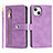 Coque Portefeuille Livre Cuir Etui Clapet D06T pour Apple iPhone 14 Plus Violet Clair