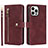 Coque Portefeuille Livre Cuir Etui Clapet D06T pour Apple iPhone 14 Pro Rouge