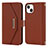 Coque Portefeuille Livre Cuir Etui Clapet D07T pour Apple iPhone 13 Marron