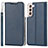 Coque Portefeuille Livre Cuir Etui Clapet D07T pour Samsung Galaxy S21 FE 5G Bleu