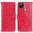 Coque Portefeuille Livre Cuir Etui Clapet D07Y pour Realme C21 Rouge