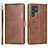 Coque Portefeuille Livre Cuir Etui Clapet D09T pour Samsung Galaxy S21 Ultra 5G Marron