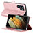 Coque Portefeuille Livre Cuir Etui Clapet D10T pour Samsung Galaxy S23 Ultra 5G Or Rose