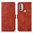 Coque Portefeuille Livre Cuir Etui Clapet D11Y pour Motorola Moto E20 Marron