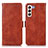 Coque Portefeuille Livre Cuir Etui Clapet D11Y pour Samsung Galaxy S24 5G Marron