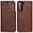 Coque Portefeuille Livre Cuir Etui Clapet D13T pour Samsung Galaxy S21 Plus 5G Brun Clair