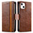 Coque Portefeuille Livre Cuir Etui Clapet F03 pour Apple iPhone 13 Marron