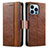 Coque Portefeuille Livre Cuir Etui Clapet F03 pour Apple iPhone 13 Pro Max Marron