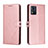 Coque Portefeuille Livre Cuir Etui Clapet H02X pour Motorola Moto E13 Or Rose