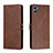 Coque Portefeuille Livre Cuir Etui Clapet H02X pour Motorola Moto E32 India Marron