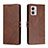 Coque Portefeuille Livre Cuir Etui Clapet H02X pour Motorola Moto G53 5G Marron