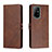 Coque Portefeuille Livre Cuir Etui Clapet H02X pour Oppo F19 Pro+ Plus 5G Marron