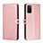 Coque Portefeuille Livre Cuir Etui Clapet H02X pour Samsung Galaxy A03s Or Rose