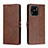 Coque Portefeuille Livre Cuir Etui Clapet H02X pour Xiaomi Redmi 10 India Marron