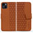 Coque Portefeuille Livre Cuir Etui Clapet HF1 pour Apple iPhone 14 Plus Marron