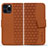 Coque Portefeuille Livre Cuir Etui Clapet HF1 pour Apple iPhone 14 Pro Max Marron