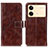 Coque Portefeuille Livre Cuir Etui Clapet K04Z pour Xiaomi Redmi Note 13R Pro 5G Marron