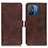 Coque Portefeuille Livre Cuir Etui Clapet K07Z pour Xiaomi Redmi 12C 4G Marron