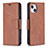 Coque Portefeuille Livre Cuir Etui Clapet L01 pour Apple iPhone 13 Marron