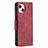 Coque Portefeuille Livre Cuir Etui Clapet L01 pour Apple iPhone 13 Rouge Petit