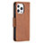 Coque Portefeuille Livre Cuir Etui Clapet L01 pour Apple iPhone 14 Pro Max Marron Petit