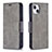 Coque Portefeuille Livre Cuir Etui Clapet L01 pour Apple iPhone 15 Gris