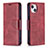 Coque Portefeuille Livre Cuir Etui Clapet L01 pour Apple iPhone 15 Rouge