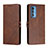 Coque Portefeuille Livre Cuir Etui Clapet L02 pour Motorola Moto Edge 20 Pro 5G Marron